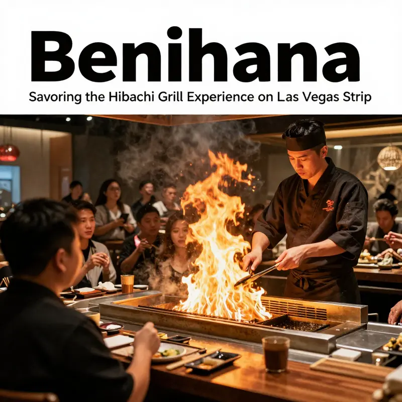 A chef dazzling guests with his hibachi cooking skills at Benihana.