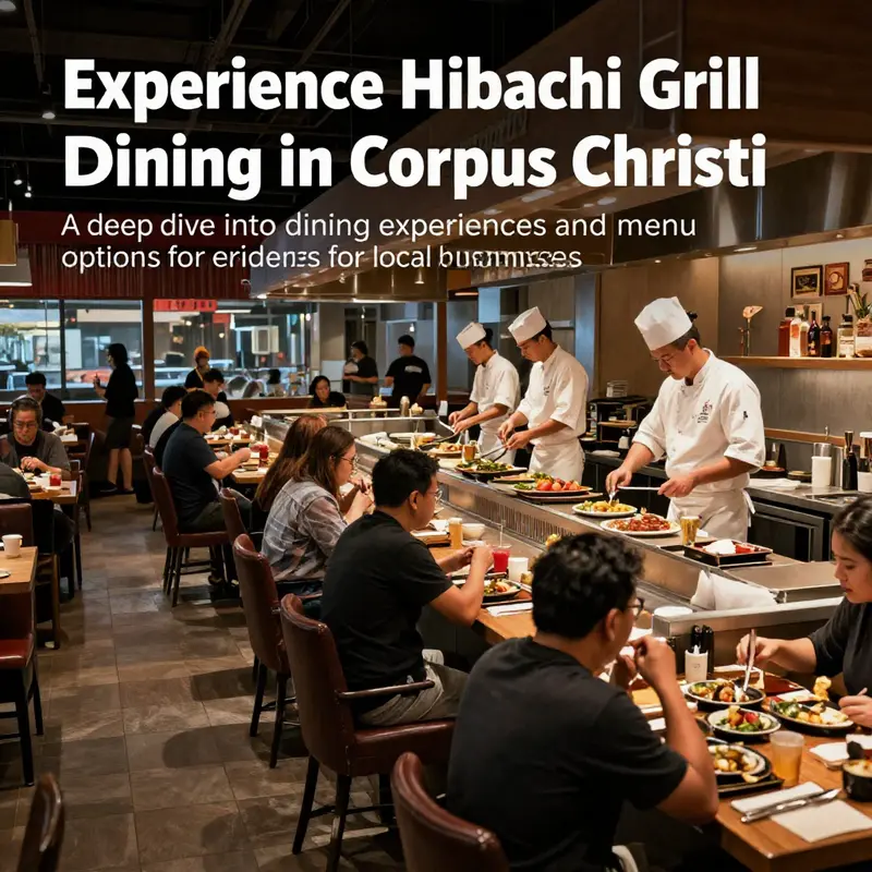 A crowded hibachi grill restaurant with chefs cooking and guests enjoying their meals.