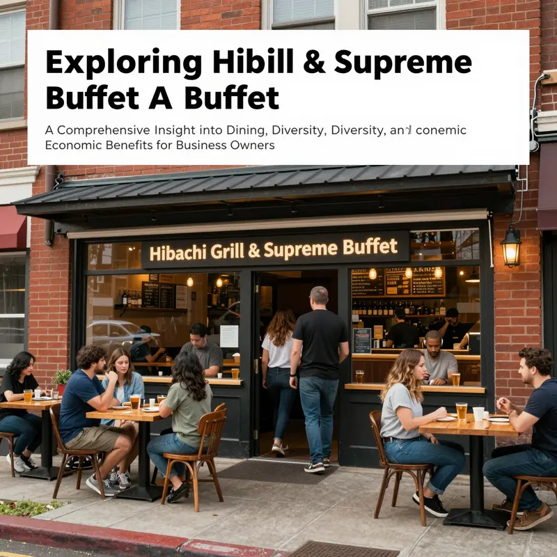 Exterior view of Hibachi Grill & Supreme Buffet with diners entering the restaurant.