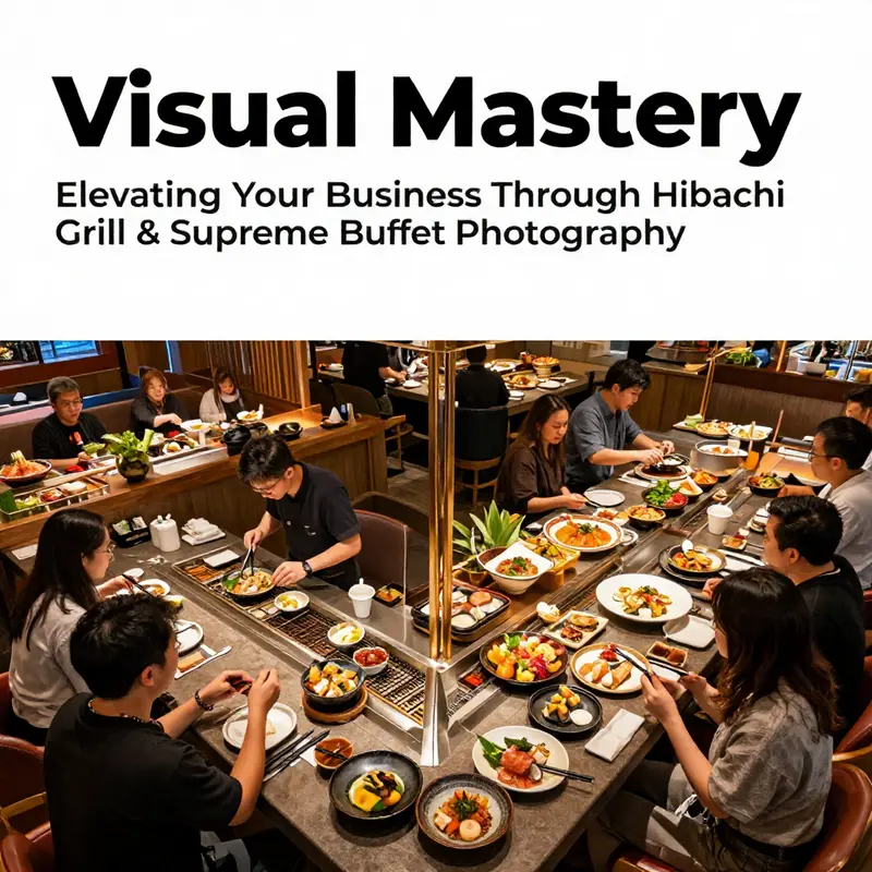 An aerial view capturing the bustling dining scene at Hibachi Grill & Supreme Buffet, filled with patrons and diverse food offerings.