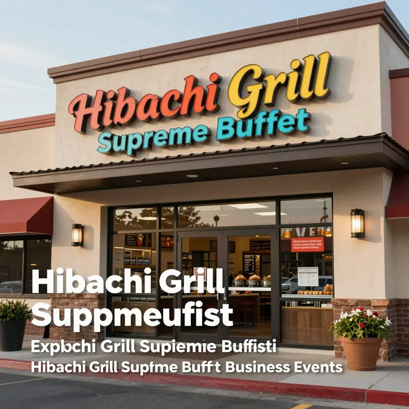 The front entrance of Hibachi Grill Supreme Buffet with bright signage and a welcoming atmosphere.