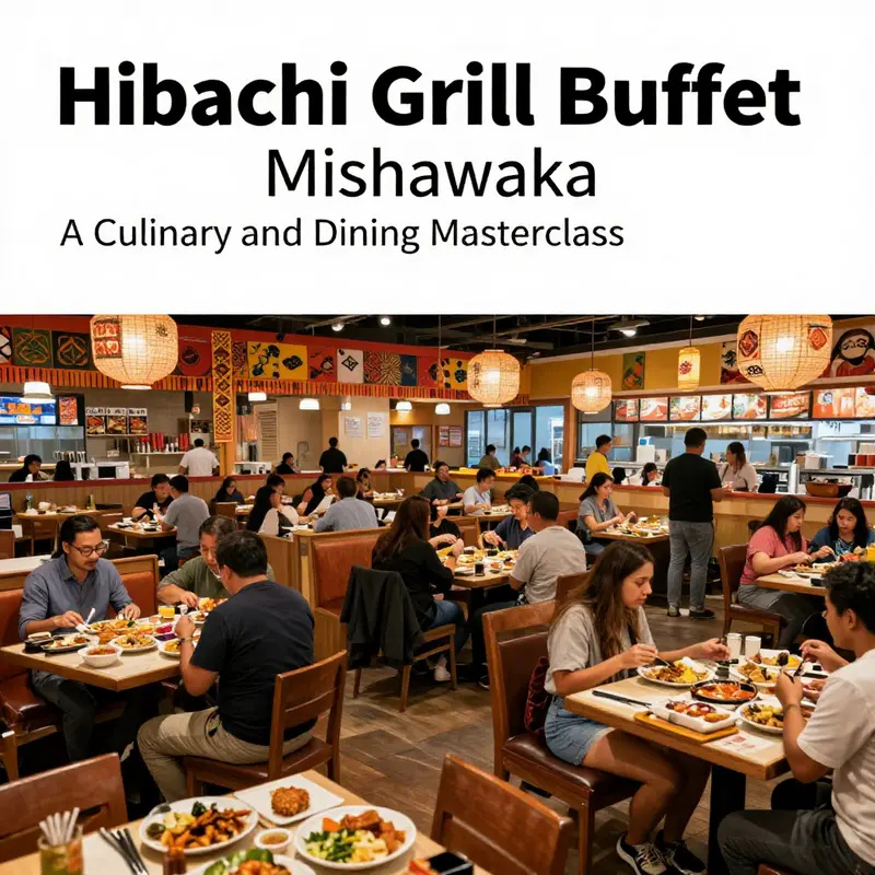 A bustling restaurant interior of Hibachi Grill Buffet, filled with diners enjoying their meals in a colorful and lively setting.
