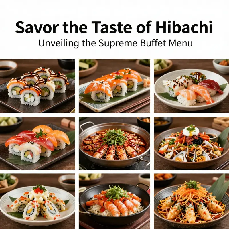 A vibrant assortment of signature dishes at the Hibachi Grill & Supreme Buffet, showcasing culinary excellence.