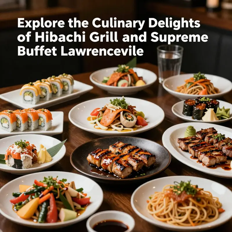 A colorful array of dishes reflecting the culinary diversity at Hibachi Grill and Supreme Buffet.