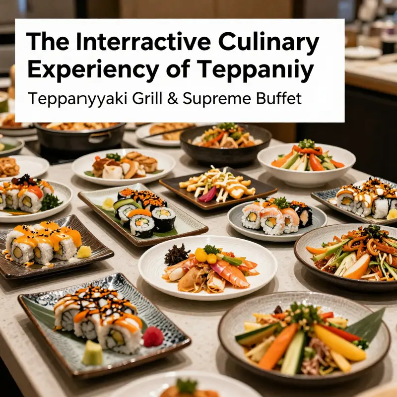 Chefs demonstrate their culinary skills at Teppanyaki Grill, creating an interactive dining experience for guests.