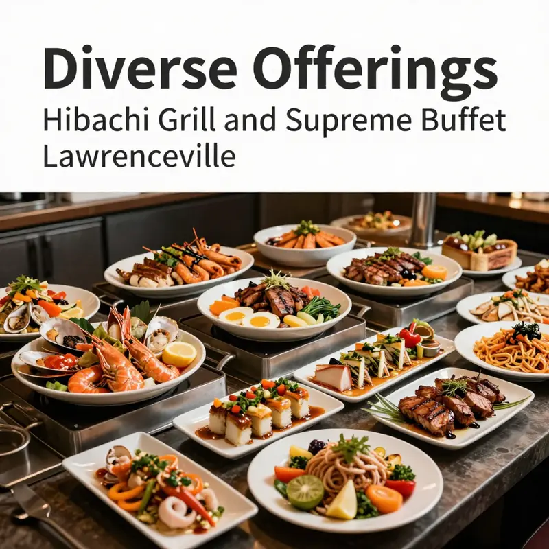 A visually appealing selection of dishes from Hibachi Grill and Supreme Buffet, highlighting its diverse offerings.