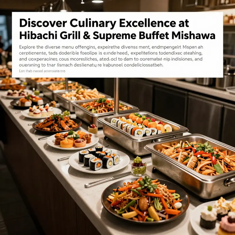 A well-arranged buffet table filled with diverse dishes at Hibachi Grill & Supreme Buffet, inviting diners to explore.