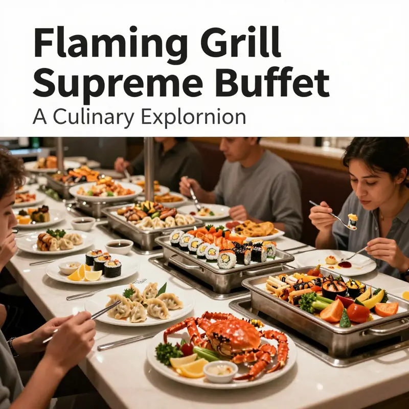 A vibrant assortment of dishes at Flaming Grill Supreme Buffet highlights the diversity on offer.