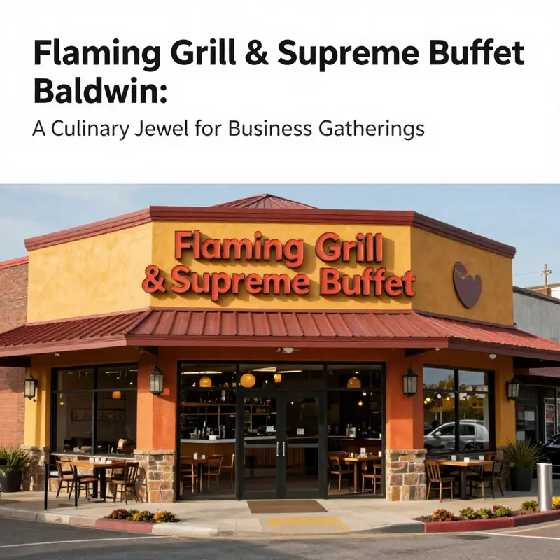 Exterior view of Flaming Grill & Supreme Buffet, showcasing its friendly and inviting atmosphere.