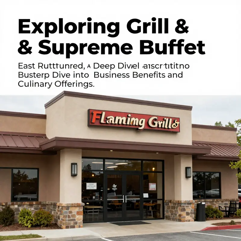 Exterior view of Flaming Grill & Supreme Buffet, featuring the entrance and signage to attract potential diners.
