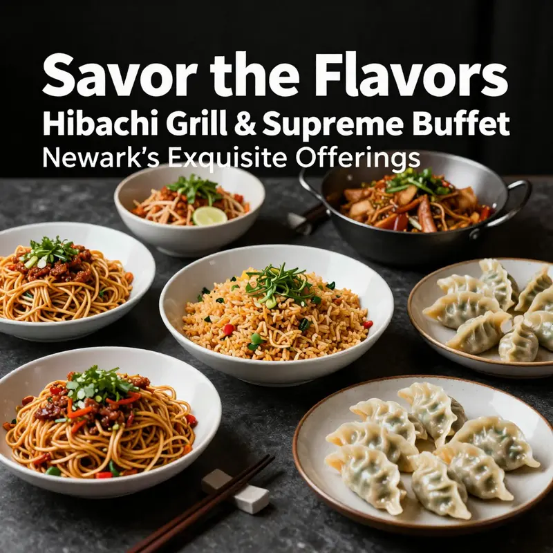 A delicious array of main courses showcasing the hibachi specialties at Hibachi Grill & Supreme Buffet.