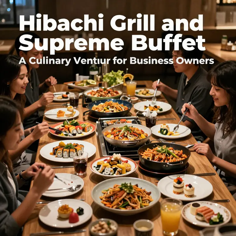 Map indicating various locations of Hibachi Grill and Supreme Buffet across different states.