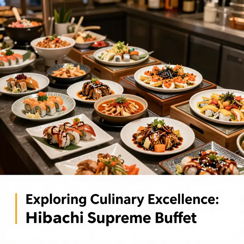 A captivating display of the diverse menu options available at Hibachi Supreme Buffet, highlighting its extensive Asian cuisine offerings.