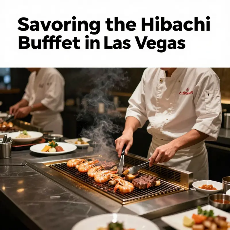 Chefs performing live cooking at a hibachi restaurant in Las Vegas, delivering an interactive dining experience.