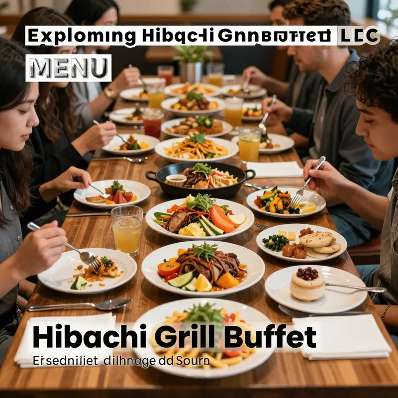 A lively dining scene at Hibachi Grill Buffet featuring a variety of colorful dishes being enjoyed by guests.