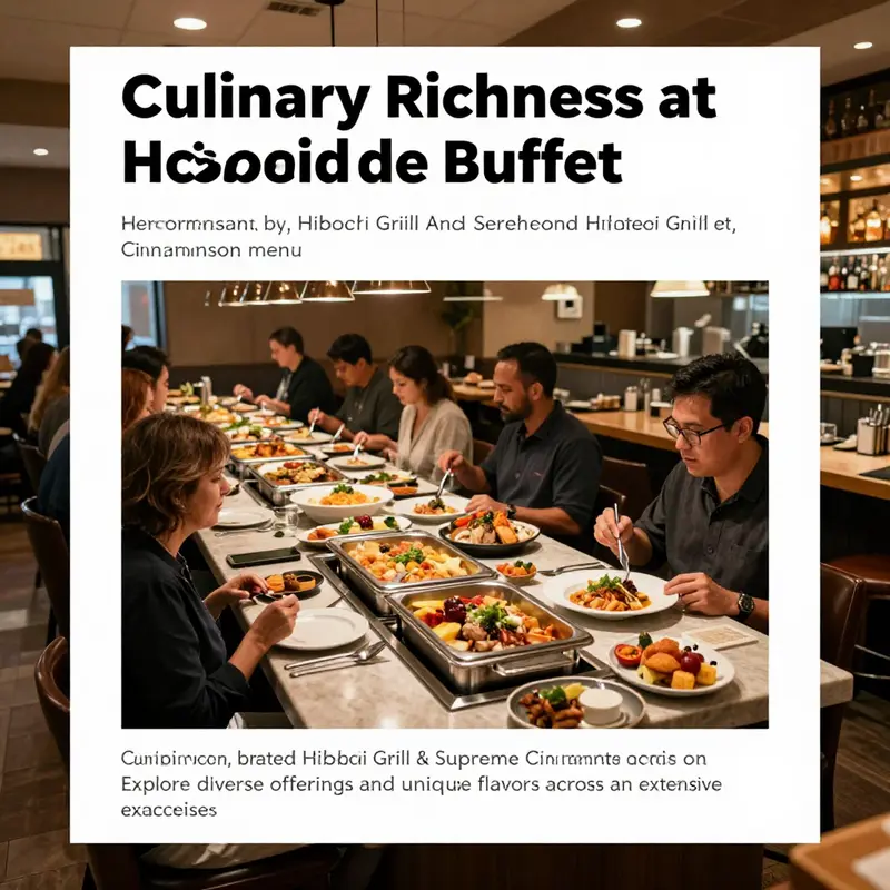 A lively view of customers dining at Hibachi Grill & Supreme Buffet, surrounded by an assortment of diverse dishes.