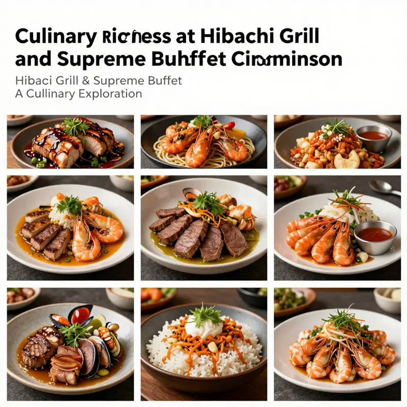 A vibrant array of dishes representing the extensive menu at Hibachi Grill & Supreme Buffet.