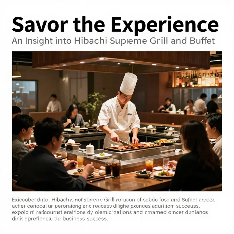 A chef cooking at a hibachi grill surrounded by happy diners in a Hibachi Supreme Grill and Buffet.