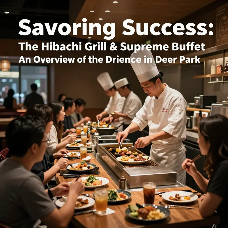 A vibrant hibachi grill experience, highlighting the lively atmosphere at Hibachi Grill & Supreme Buffet in Deer Park.
