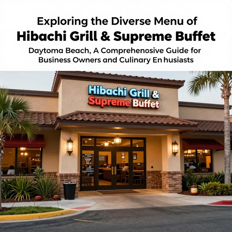 The exterior view of Hibachi Grill & Supreme Buffet in Daytona Beach, featuring inviting signage and landscaping.