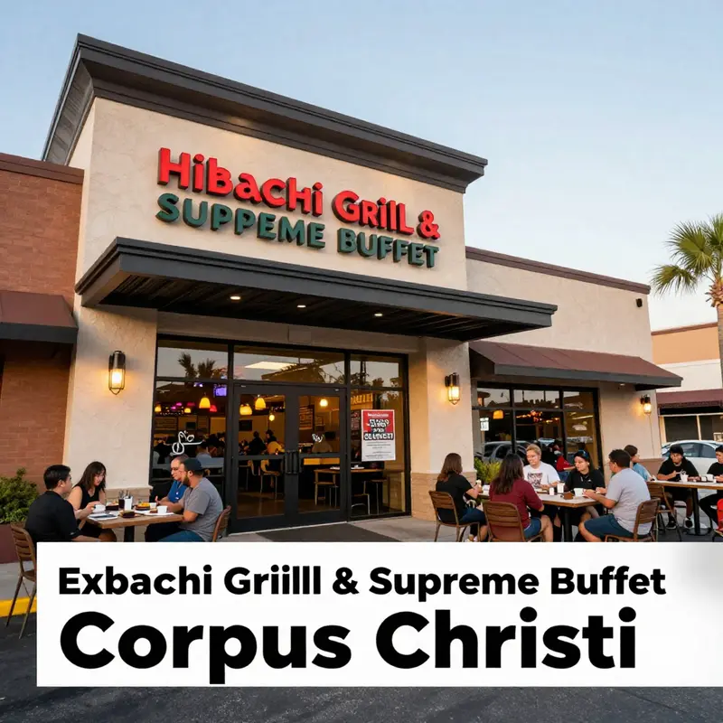 A vibrant exterior shot of Hibachi Grill & Supreme Buffet, showcasing its inviting atmosphere and strategic location.
