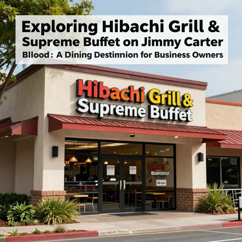 The welcoming facade of Hibachi Grill & Supreme Buffet, a key dining spot on Jimmy Carter Blvd.