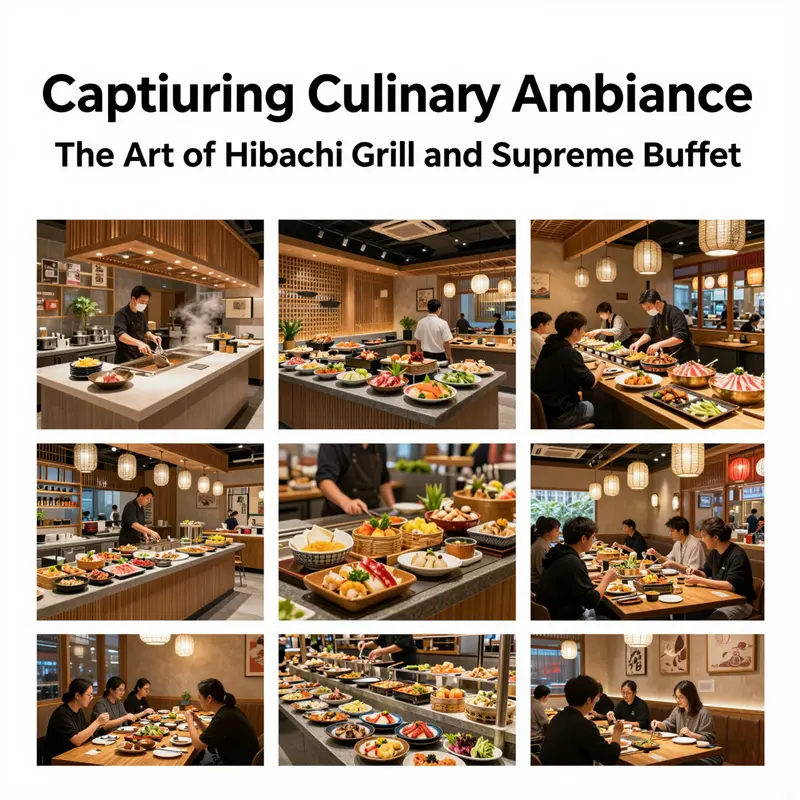 A vibrant display of the dining experience at Hibachi Grill & Supreme Buffet, emphasizing diverse dishes and an inviting atmosphere.