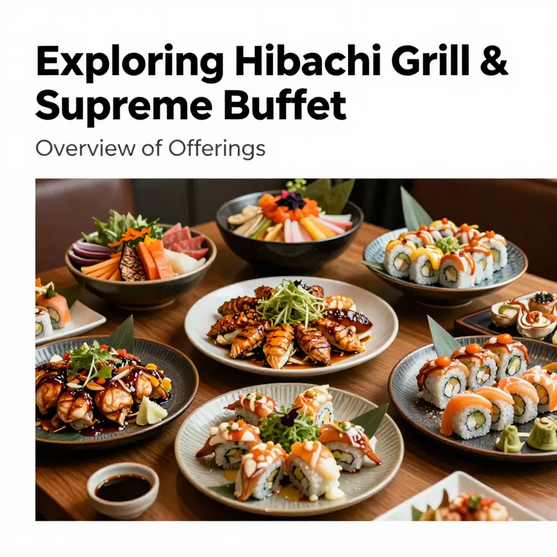 A variety of hibachi and buffet offerings at Hibachi Grill & Supreme Buffet, ready to delight customers at every meal.