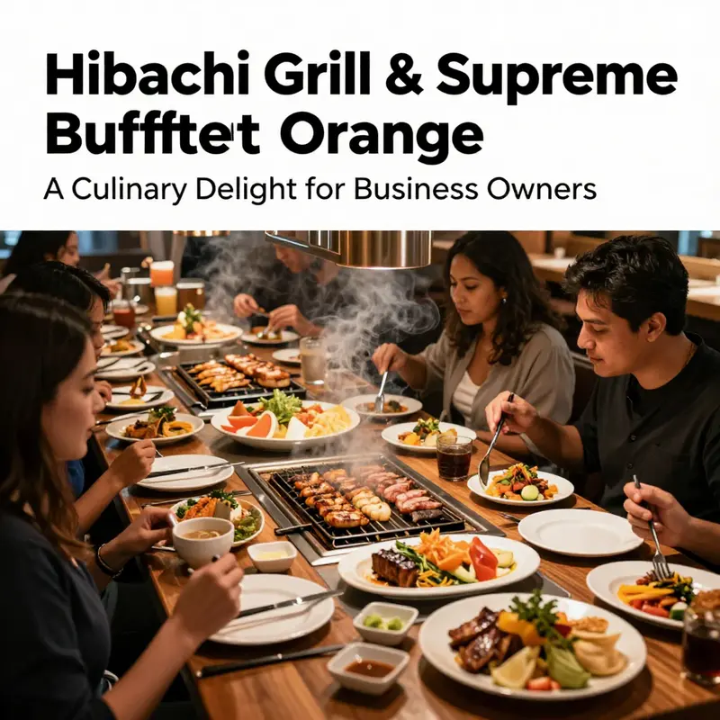 A lively dining atmosphere at Hibachi Grill & Supreme Buffet Orange, with guests enjoying various dishes from a colorful buffet display.