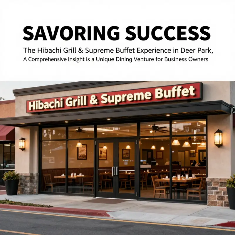 A lively restaurant exterior with bright signage, depicting Hibachi Grill & Supreme Buffet ready to welcome guests.