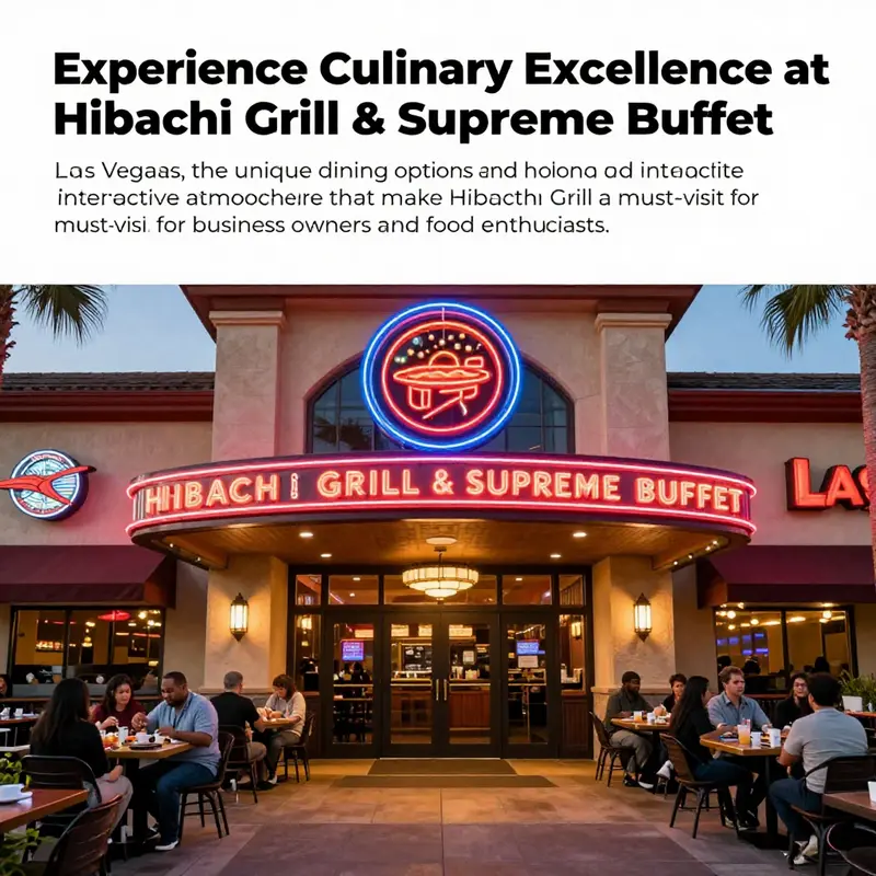 The exterior of Hibachi Grill & Supreme Buffet in Las Vegas, featuring a bright entrance and lively ambiance.