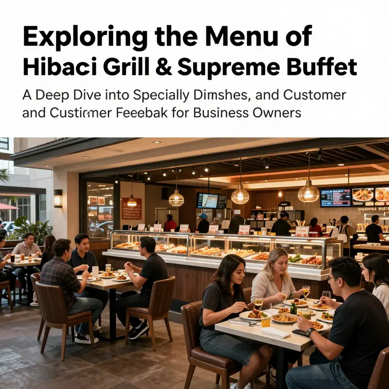 A bustling scene of Hibachi Grill & Supreme Buffet in Las Vegas, with diners enjoying a variety of dishes in a vibrant setting.