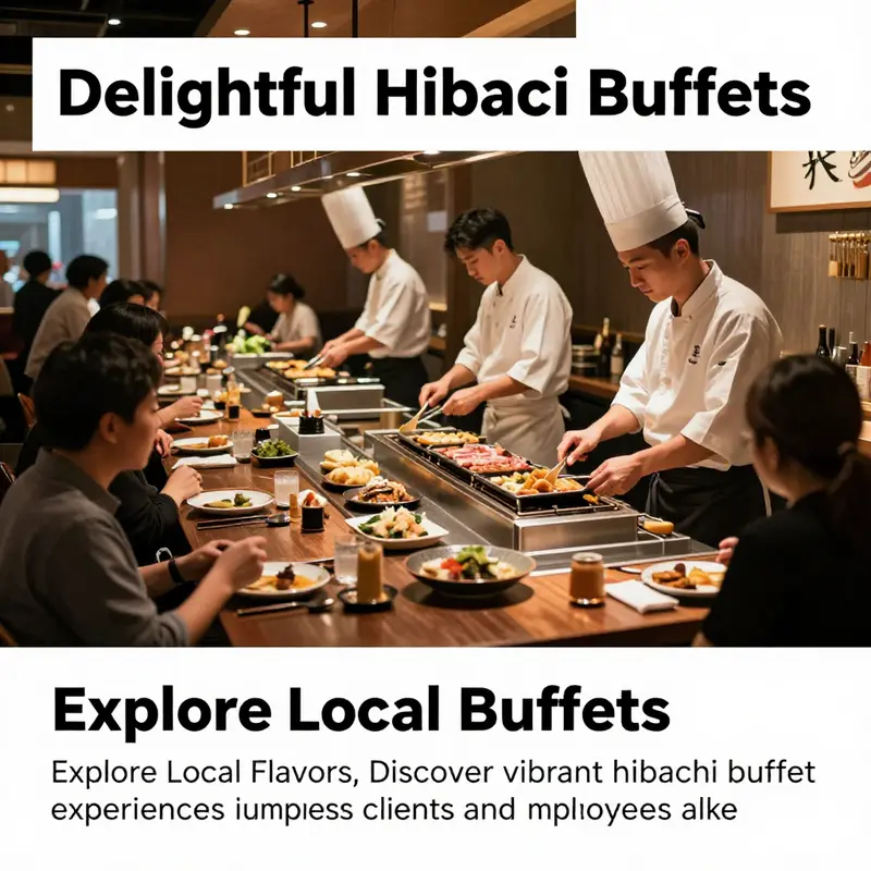 A bustling hibachi restaurant with chefs grilling and diners enjoying their food.
