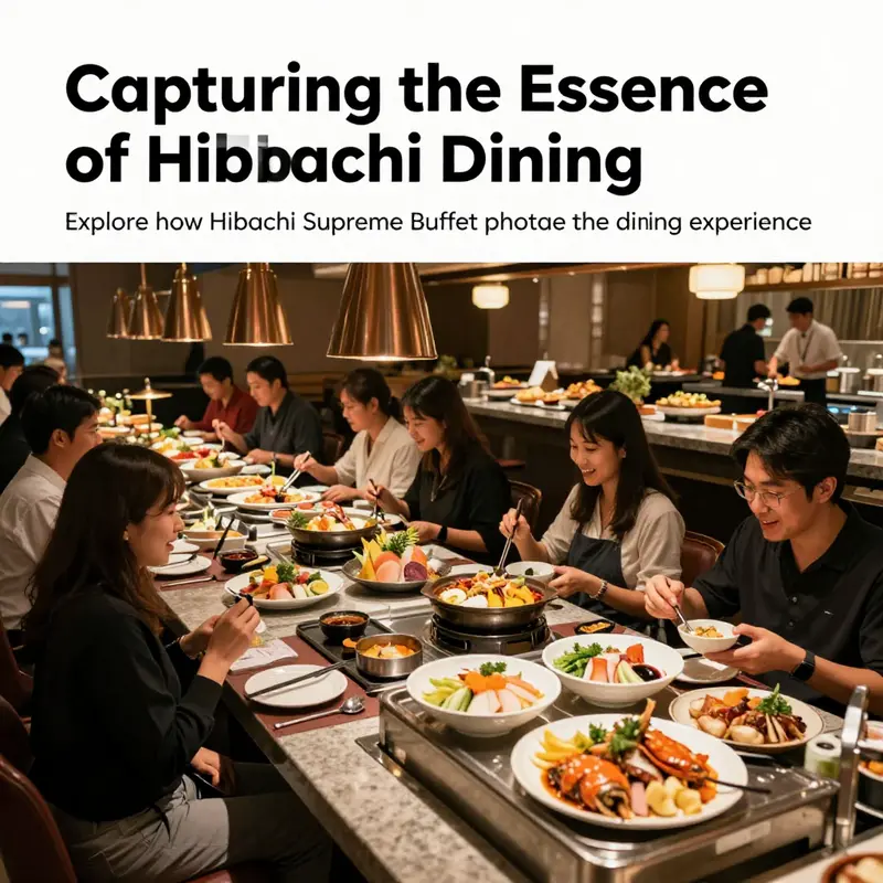 Lively interior of Hibachi Supreme Buffet with diners enjoying meals at an elaborately decorated buffet setting.
