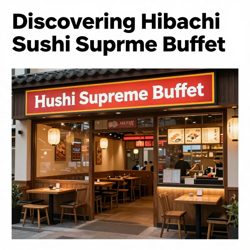 Exterior view of Hibachi Sushi Supreme Buffet, showcasing its welcoming ambiance and vibrant signage.