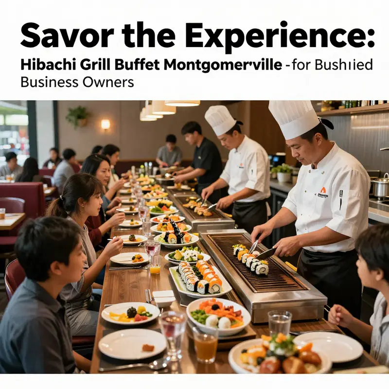 A lively dining experience at Hibachi Grill Buffet featuring chefs at work and varied menu items.
