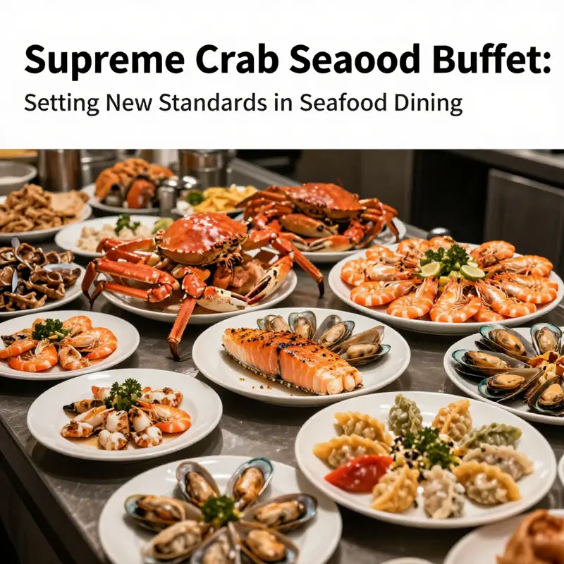 A delicious display of seafood options at the Supreme Crab Seafood Buffet, showcasing the variety offered to diners.