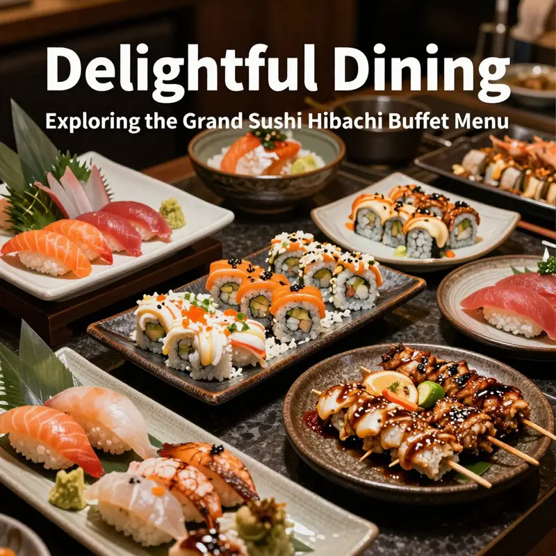 A colorful array of sushi and hibachi offerings showcasing the buffet’s diverse menu.