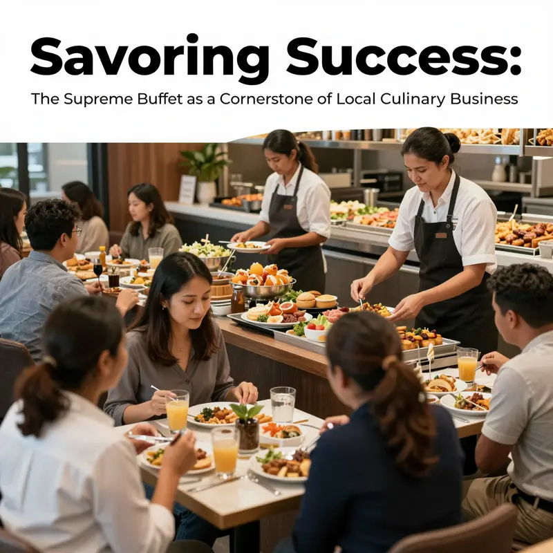 A warm dining environment at The Supreme Buffet, filled with happy customers enjoying a variety of dishes.