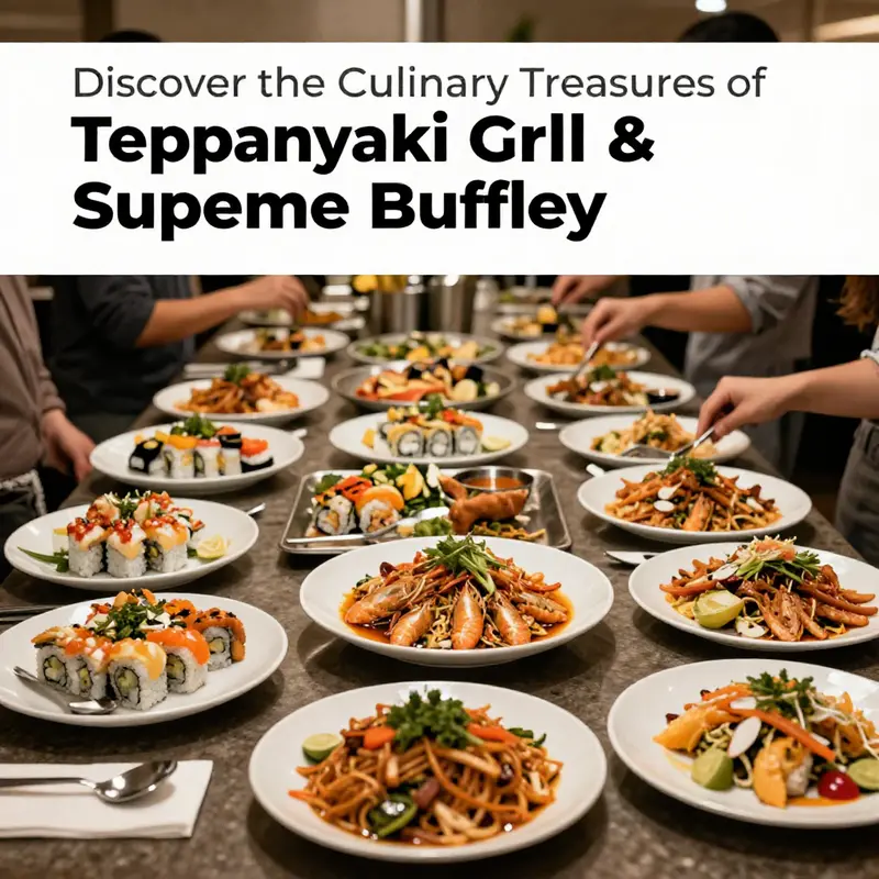 A vibrant display of diverse buffet options at Teppanyaki Grill, highlighting the culinary richness offered.