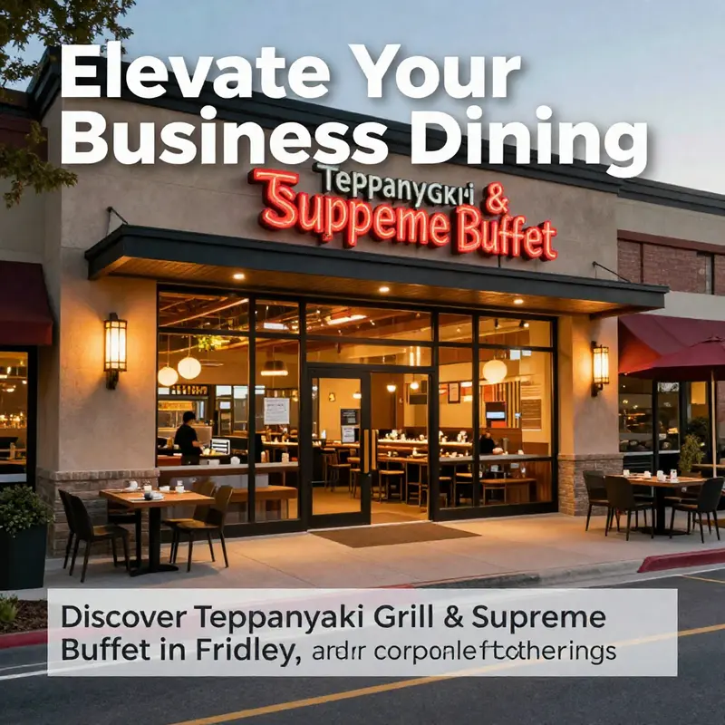 The exterior view of Teppanyaki Grill & Supreme Buffet in Fridley, highlighting its welcoming entrance and vibrant atmosphere.