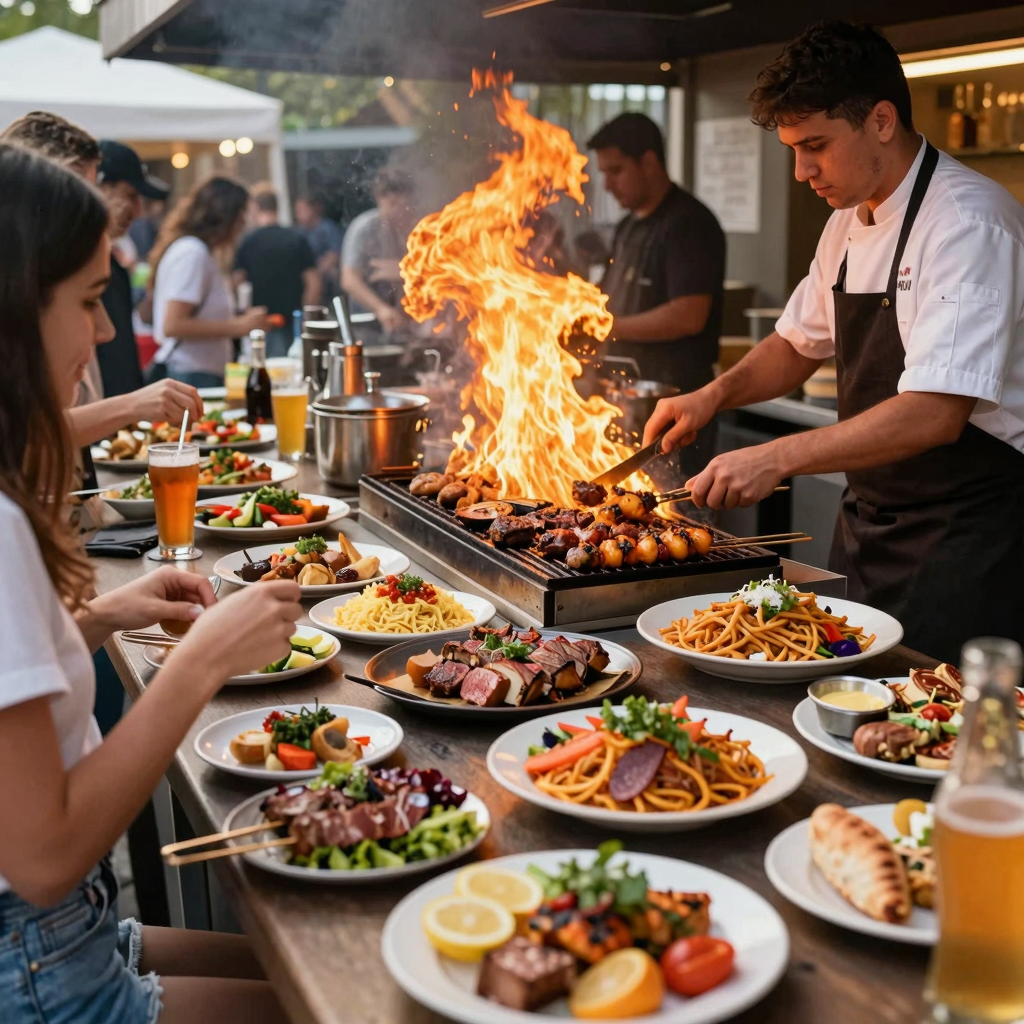 Flaming Grill in Action