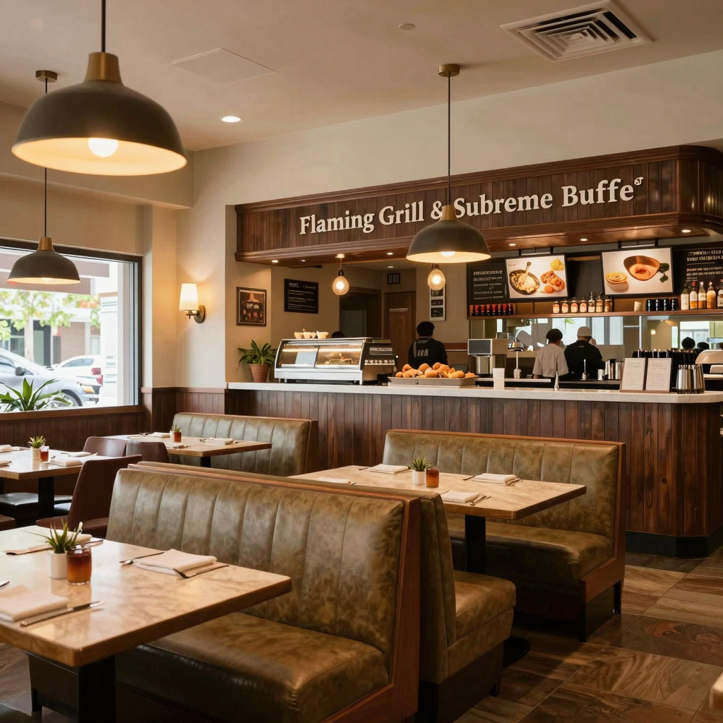 Inviting Interior of Flaming Grill & Supreme Buffet