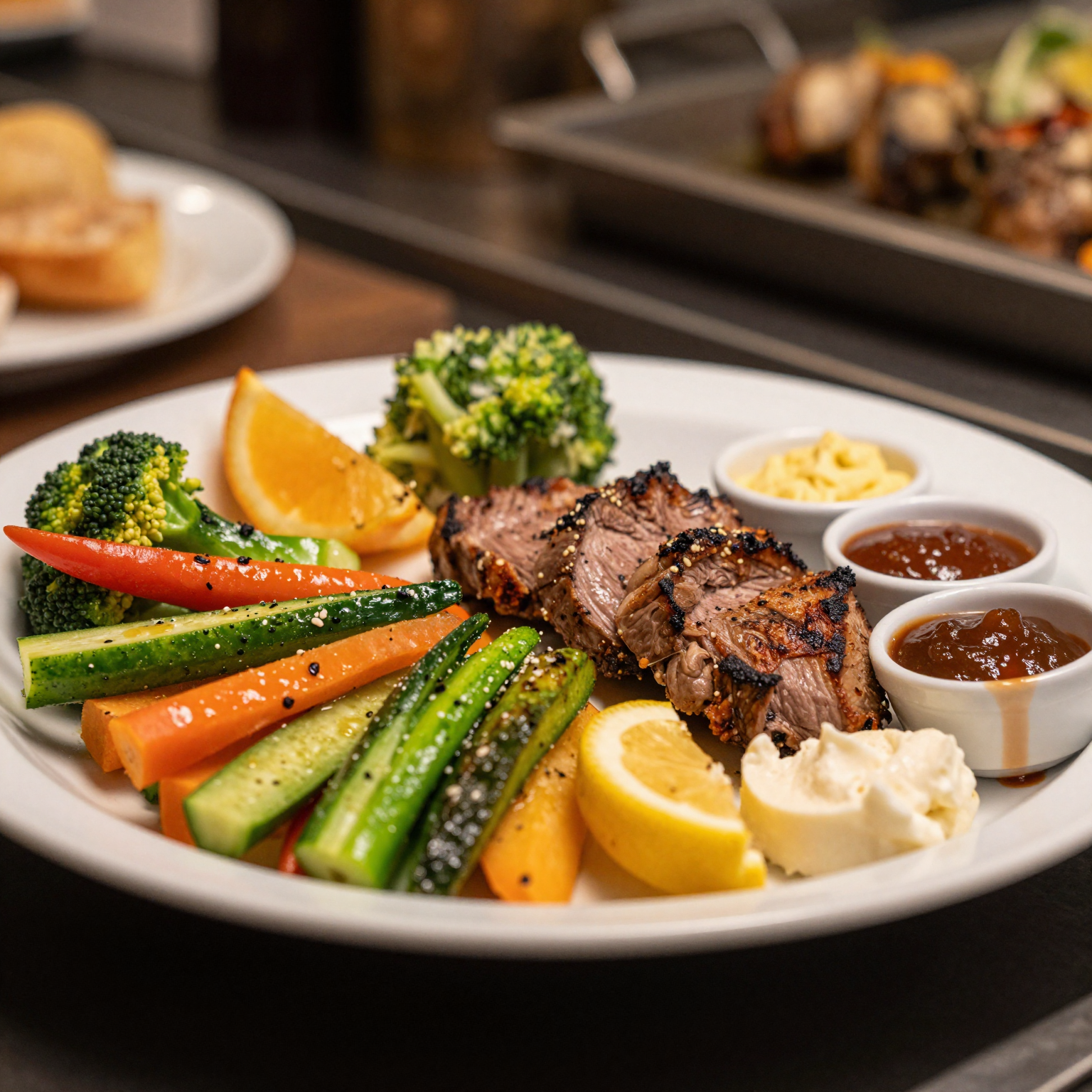 A beautifully presented dish from a buffet