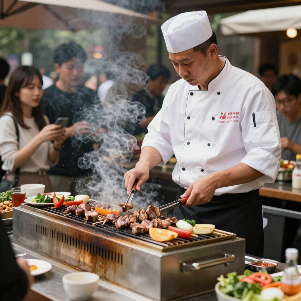 Hibachi Grill in Action