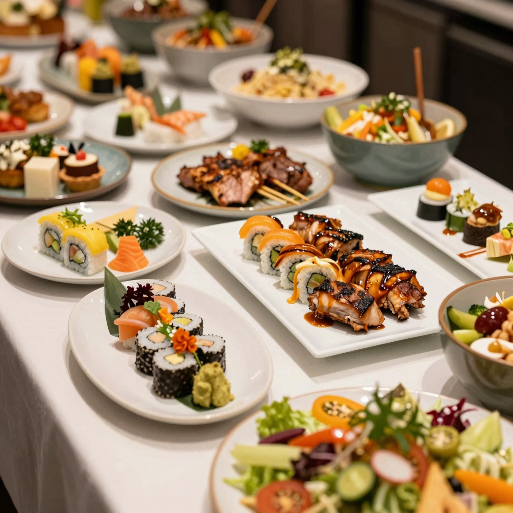 Appealing buffet setup with a variety of dishes