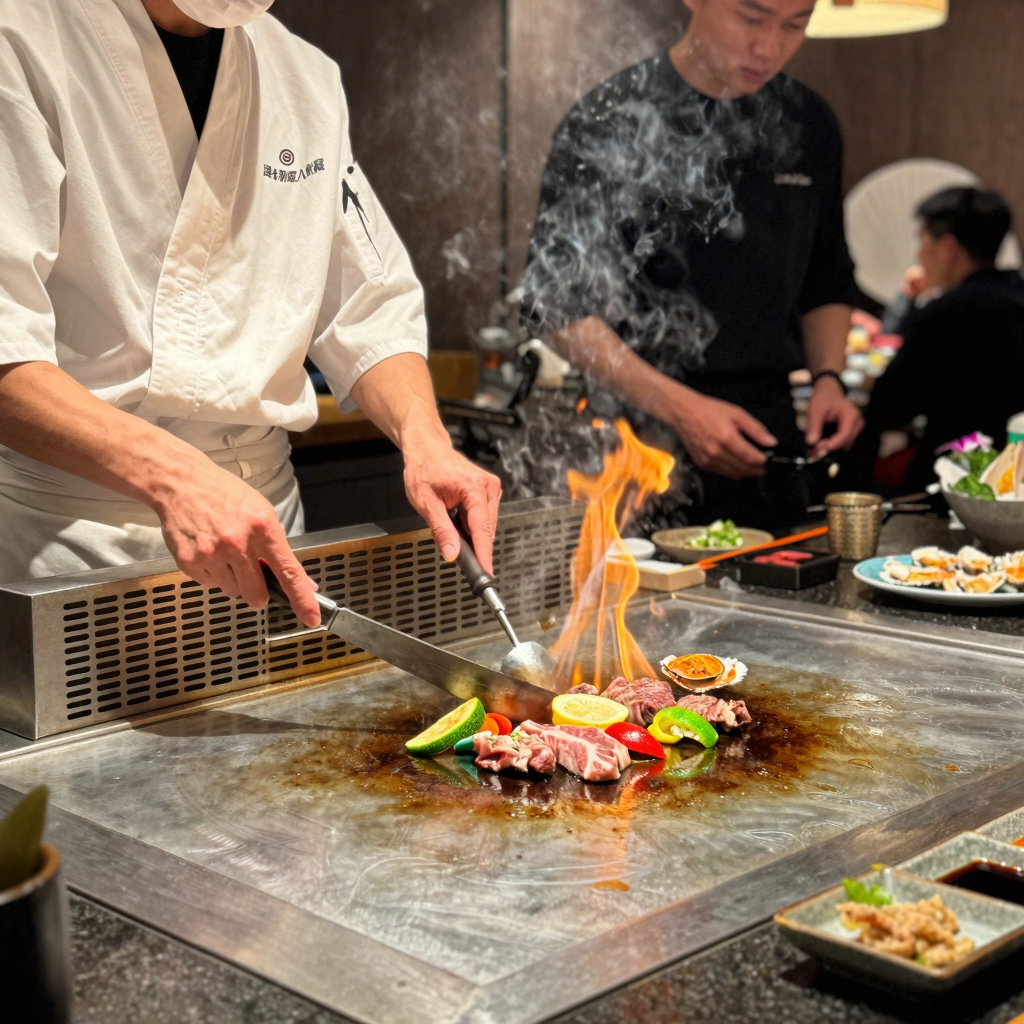 Hibachi Grill in Action