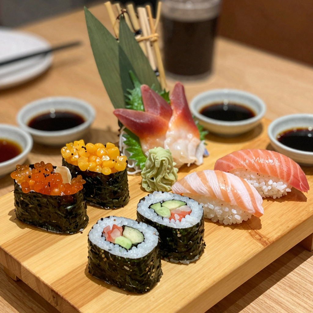 Appealing sushi dishes