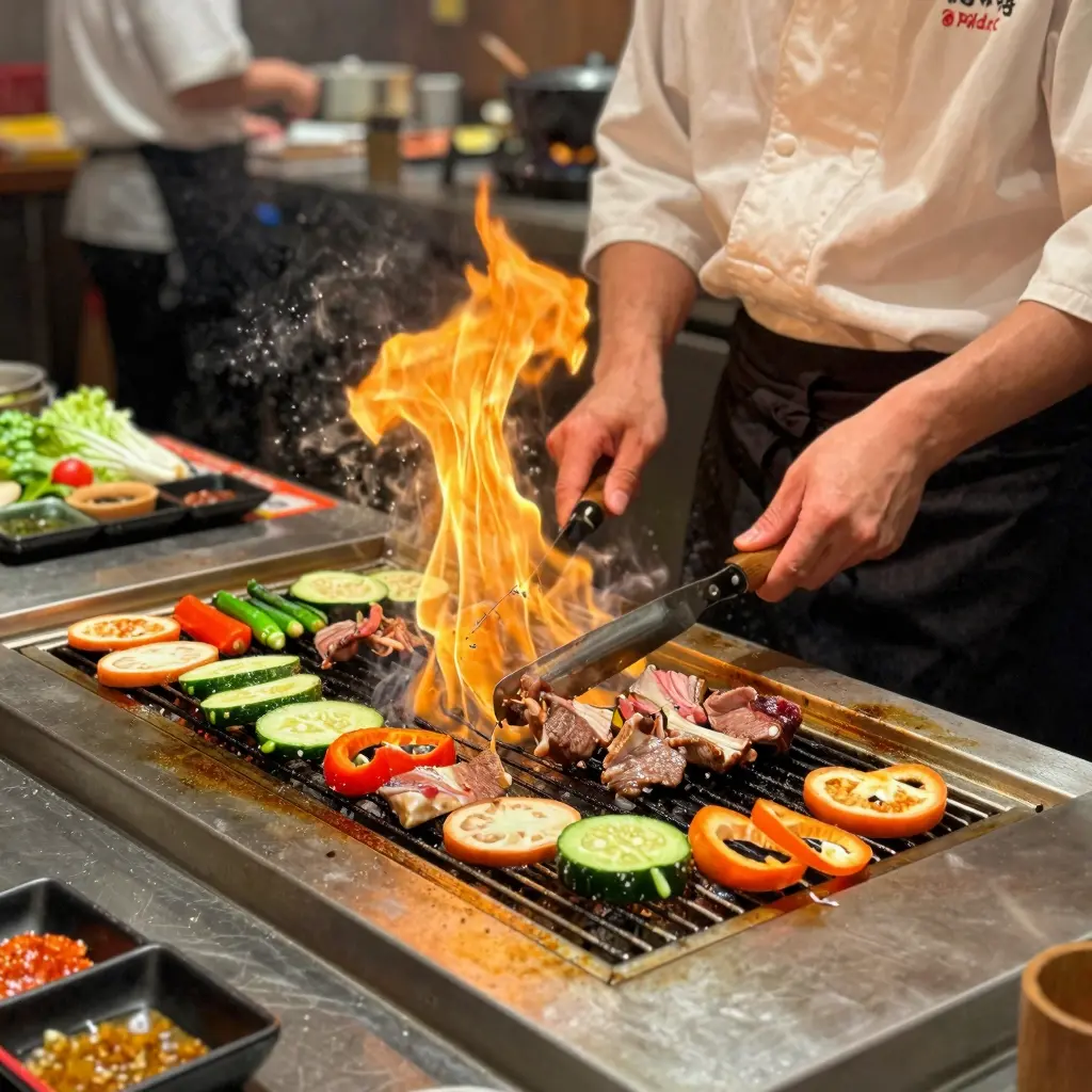 Hibachi Grill in Action