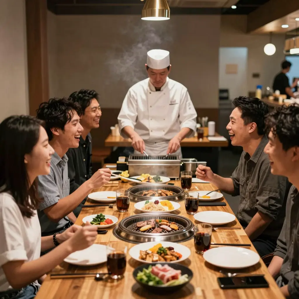 Professionals Enjoying Hibachi